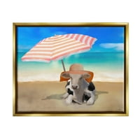 Ступел Излежаване Крава Лято Плаж Бряг Животни & Насекоми Живопис Злато Плават Рамкирани Изкуство Печат Стена Изкуство