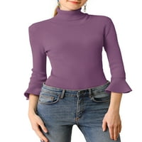Уникални изгодни Дамски ръкави пуловер плетена Поло пуловер
