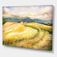 Златни тревни полета на Тоскана Италия живопис платно изкуство печат