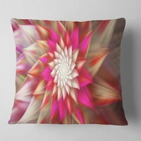 Дизайнарт Розово екзотично фрактално цвете-абстрактна възглавница за хвърляне-18х18