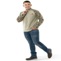 Мъхест дъб Мъжки Реглан с дълъг ръкав квартал цип Полар Пуловер ловна риза, Размер Малък до 2ХЛ