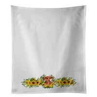 Трикольор кавалер шпаньол в слънчогледи Бяла кухненска кърпа комплект от