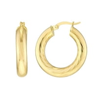 14к жълто злато мека облицована дизайн кръгли обеци-жени