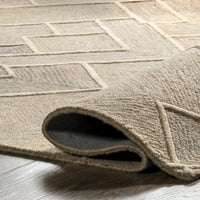 модерен килим с геометрична вълна, 4 '6', Натурален