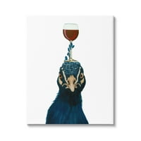Ступел индустрии странни синьо паун балансиране вино стъкло на главата картини Галерия-увити платно печат