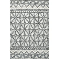 нулум Макклер ръчно изработен висок нисък Вълнен рошав Геометричен диамантен килим, 4 '6', сив