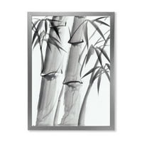 Дизайнарт 'винтидж черно-бял бамбук Ив' традиционна рамка Арт Принт