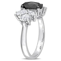 Карат Т. в. черен диамант и 1-Каратов Т. Г. в. моасанит 10кт годежен пръстен от бяло злато