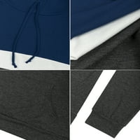 Дамски Плюс Размер Цвят Блок Качулки Суитчъри Дълъг Ръкав Шнур Пуловер Ризи Върхове