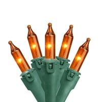 Комплект оранжеви търговски клас мини коледни светлини 5.5 Разстояние-зелена жица
