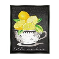 Ступел Здравей слънце лимони в чаша шарени Храни и напитки Живопис Черно плаване рамкирани изкуство печат