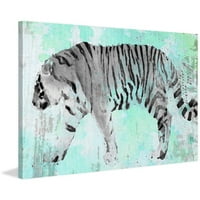 Бял тигър живопис печат върху увито платно