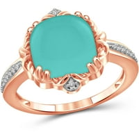 4-Каратов халцедон и бял диамантен акцент Розово злато върху сребърен моден пръстен