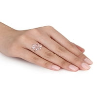 2-Каратов Т. Г. в. Морганит и диамант-акцент 10кт Розово злато пръстен