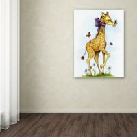 Търговска марка изобразително изкуство прекрасно в лавандулов жираф платно изкуство от Дженифър Нилсон