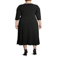 Тера & небе жените Плюс размер твърди обвивка рокля с разрошена детайл