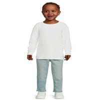 Детска детска тениска с дълъг ръкав вафла плетена, размери 12м-5т